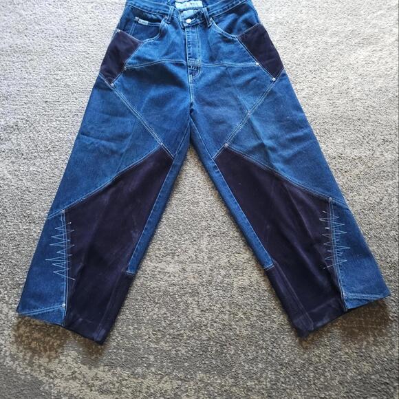 Vintage M+ FFatt Denim /SuedePantsBlueEmbroidery Men's30